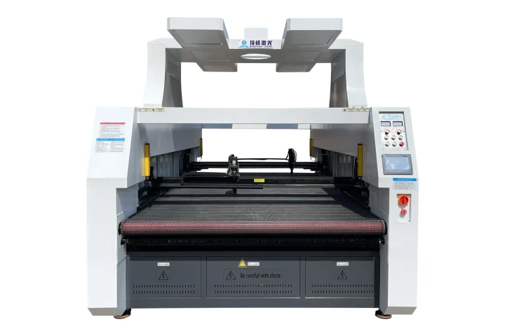 Máquina de corte a laser de alta velocidade para tecidos de grande formato – Equipamento completo de corte a laser de CO₂ de alta velocidade com posicionamento visual por câmera industrial