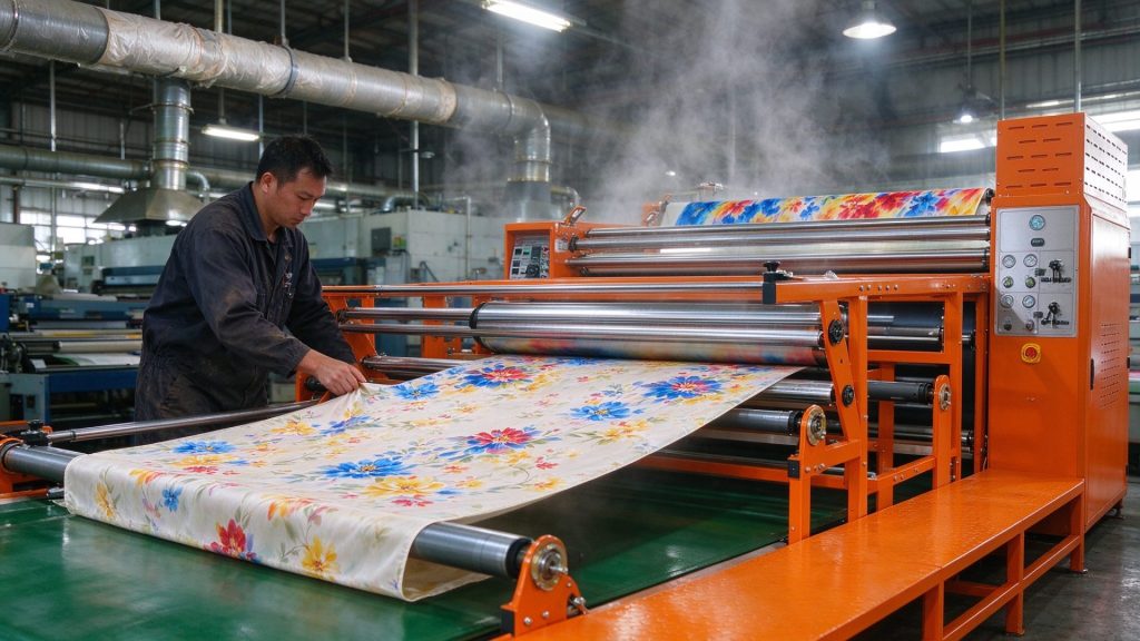 Workplace Scenes in an Industrial Workshop with High Temperatures Using a Sublimation Drum Transfer Printer